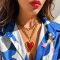 Collier doré à cœur rouge ❤️