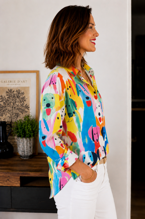 Chemise Happy Dogs™ – L’explosion de couleurs qui illumine vos journées 🌈