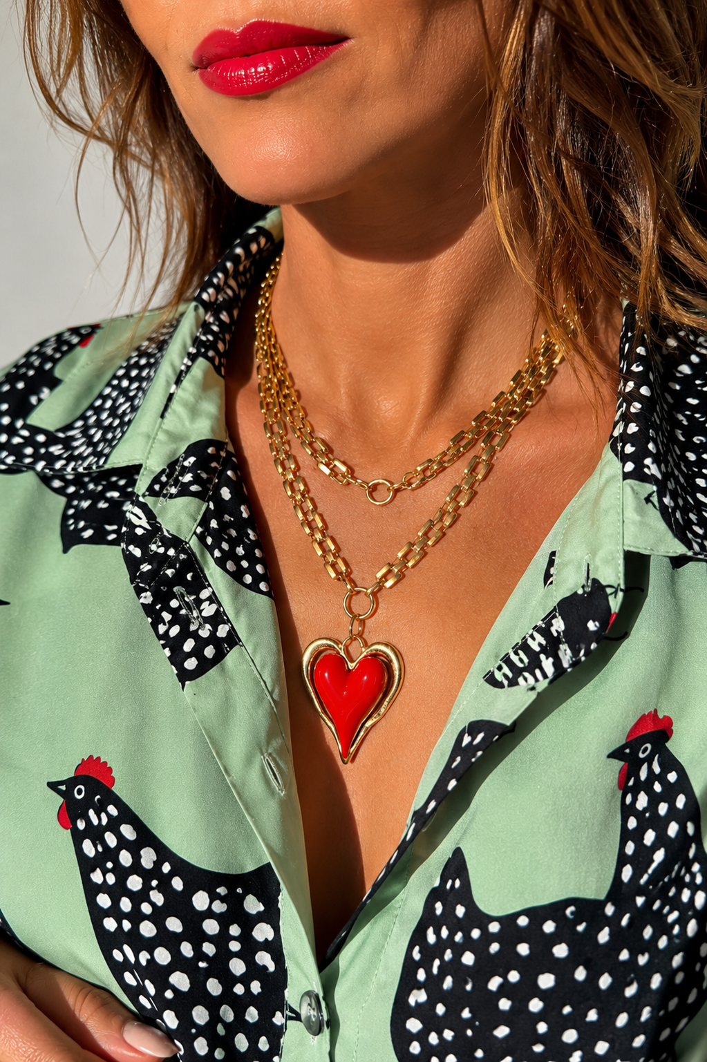 Collier doré à cœur rouge ❤️