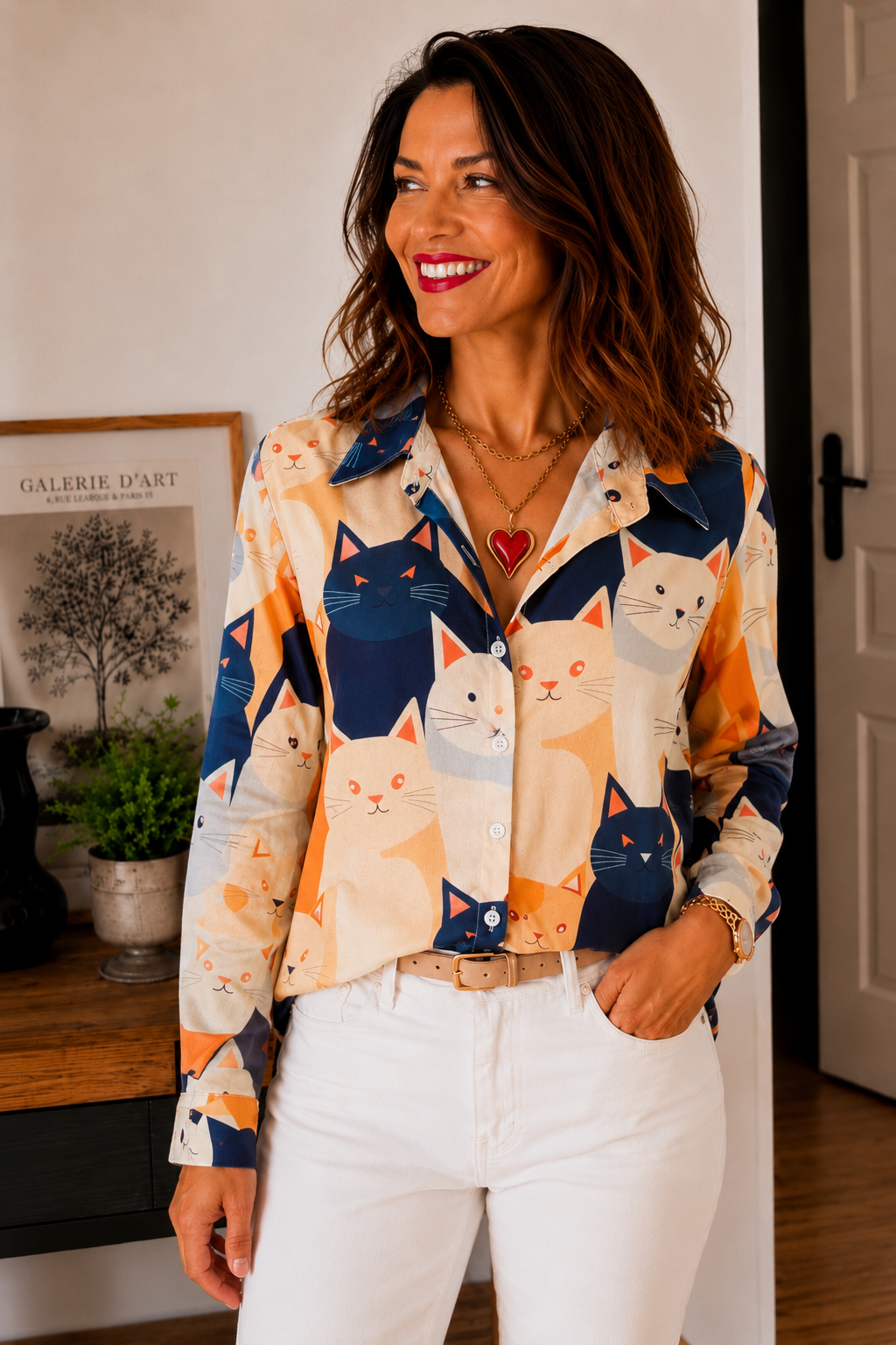 Chemise « Féline » Élégante et Colorée 💙