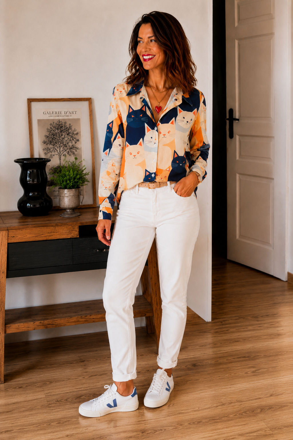 Chemise « Féline » Élégante et Colorée 💙